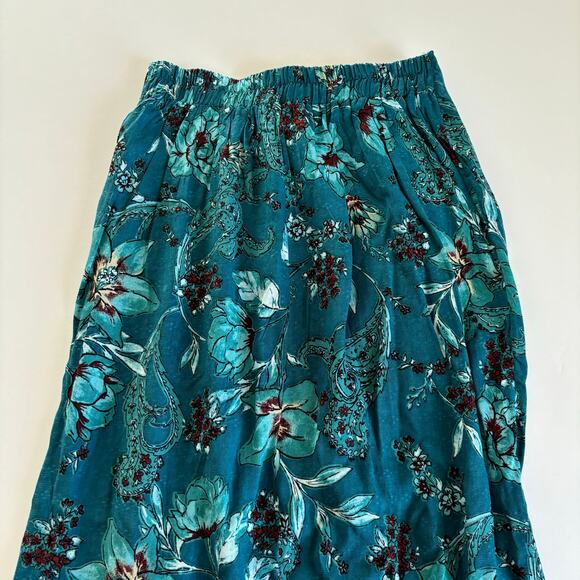 Band of the Free Celene Deep Teal Boho Floral Layered Midi Skirt Women’s Size XS - Picture 8 of 8